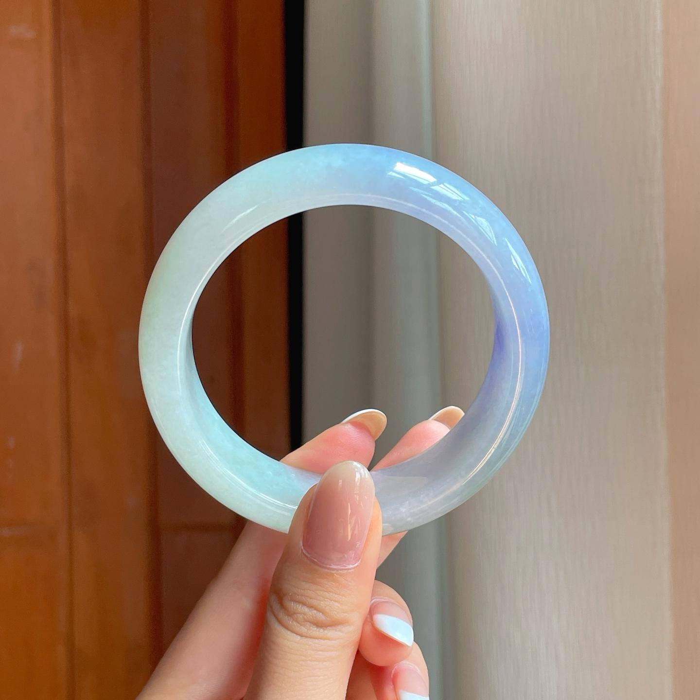 糯冰紫罗兰宽版翡翠平安镯（57.4mm)（yc374846）