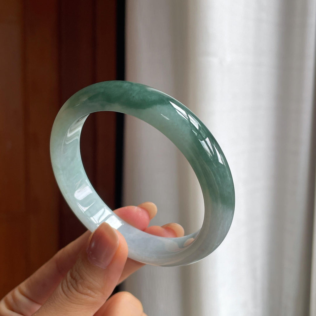 糯冰半山半水翡翠平安镯（59mm）（yc412129）