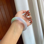 糯冰春彩翡翠圆条手镯（56mm）（yc283308）