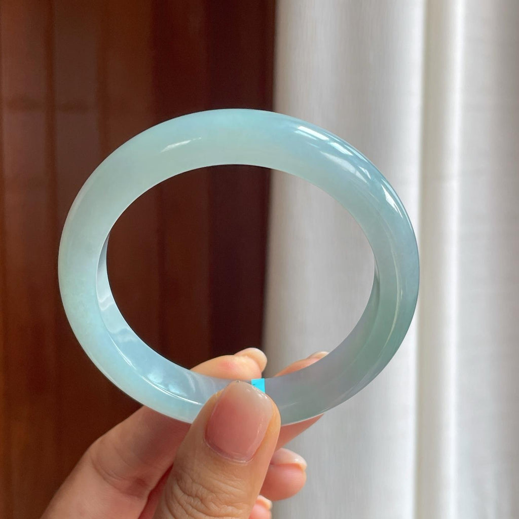 糯冰蓝晴底翡翠平安镯（58mm）（yc397207）