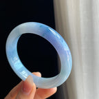 糯冰种紫罗兰翡翠平安镯（58mm)（yc323771）