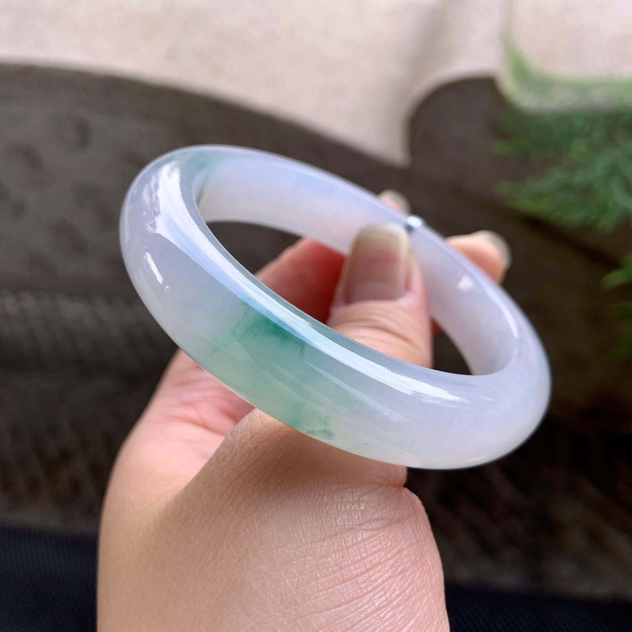 糯冰种飘花平安镯（54.7mm）（yc255594）