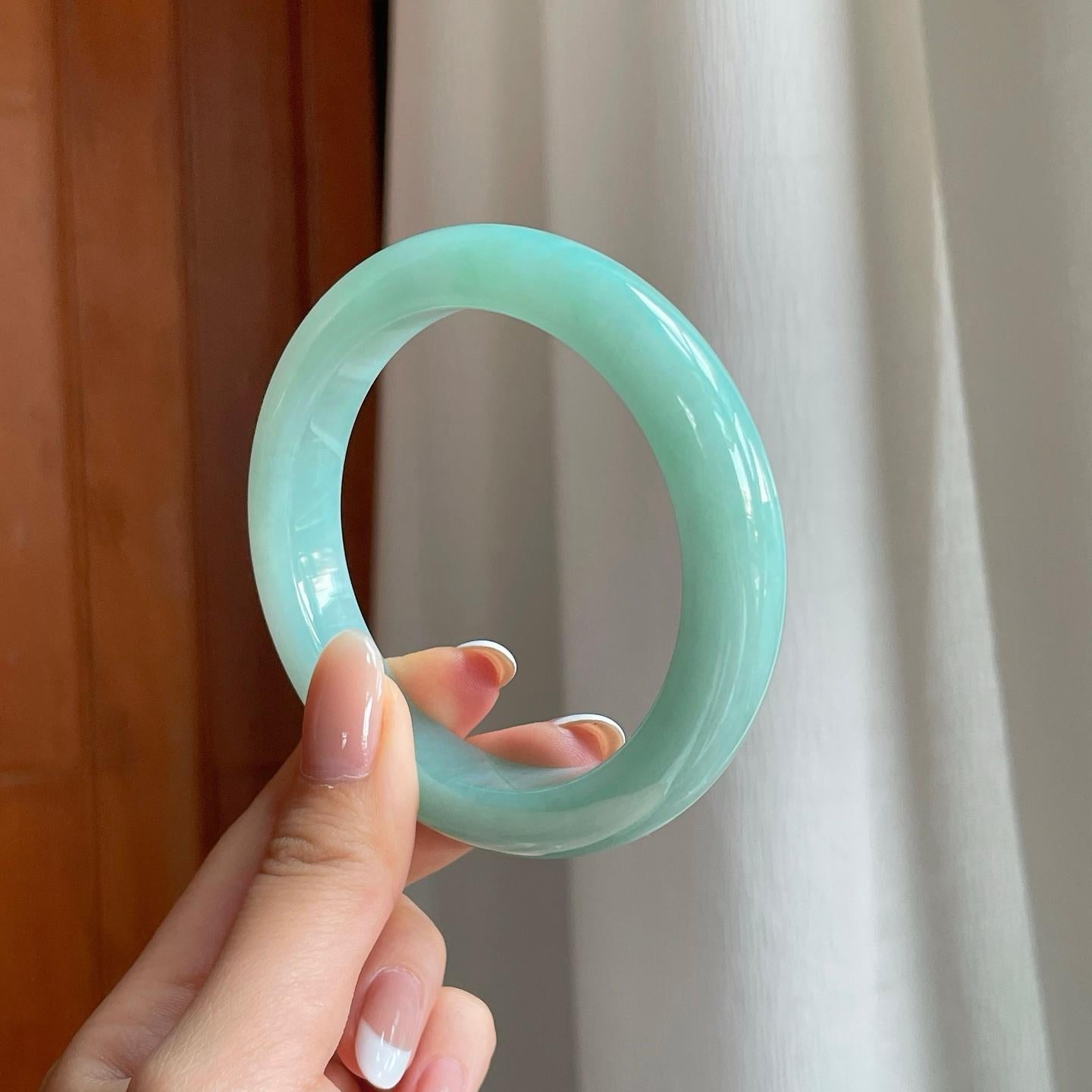 糯冰晴底翡翠平安镯（59mm)（yc376750）
