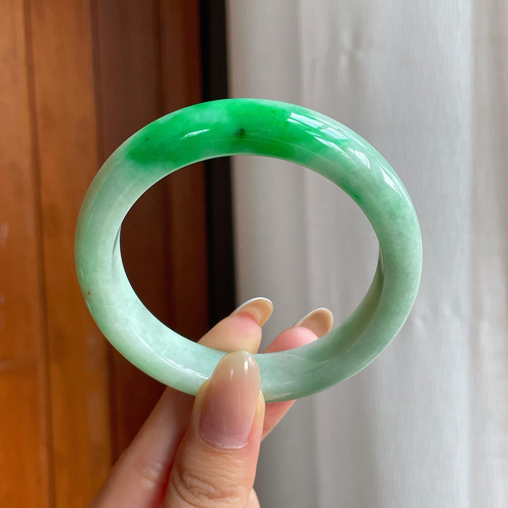 糯冰带色翡翠平安镯（55.6mm)（yc415425）