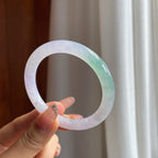冰种春底带色翡翠美人条圆条手镯（53.6mm）（yc361749）