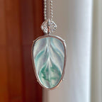 18k金钻镶冰种飘花翡翠叶子（yc261404）