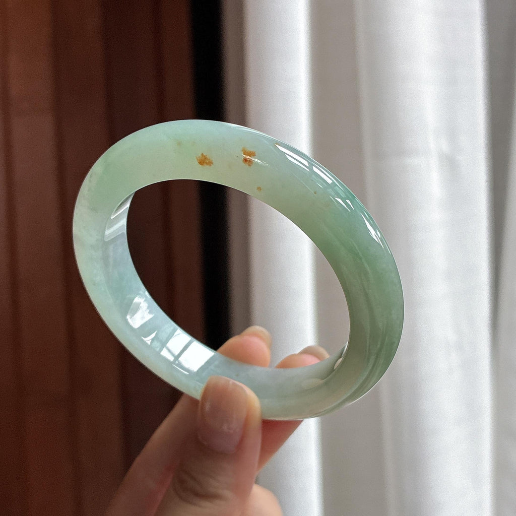 糯冰飘花洒金正圈平安镯 56圈 天然缅甸A货翡翠（yc482394）