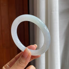 糯冰带底色翡翠圆条手镯（54.5mm）（yc407615）