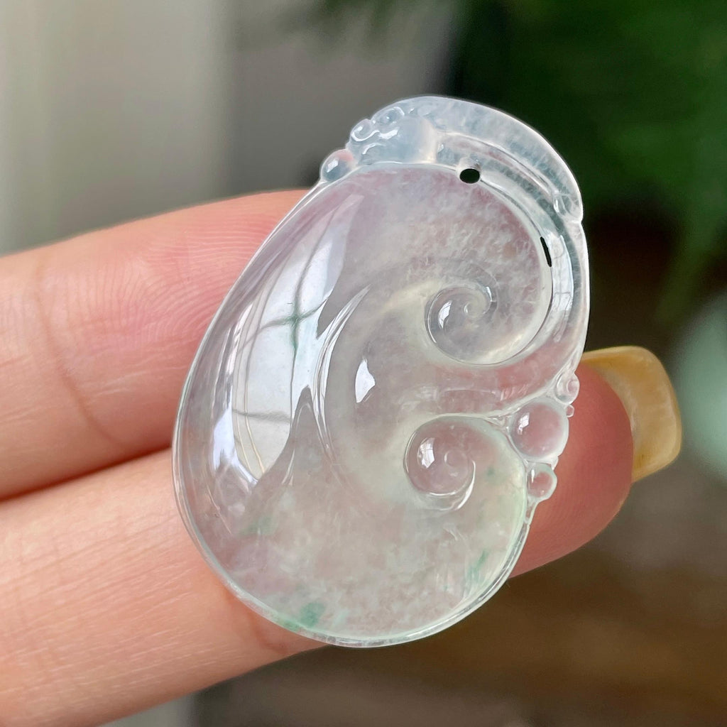 糯冰种飘花如意吊坠     天然缅甸A货翡翠（yc358905）