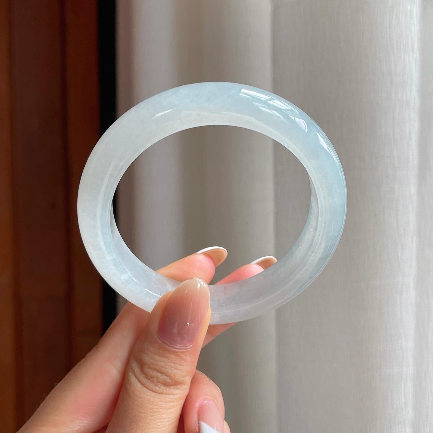 冰种淡底色翡翠平安镯（54.6mm)（yc381234）