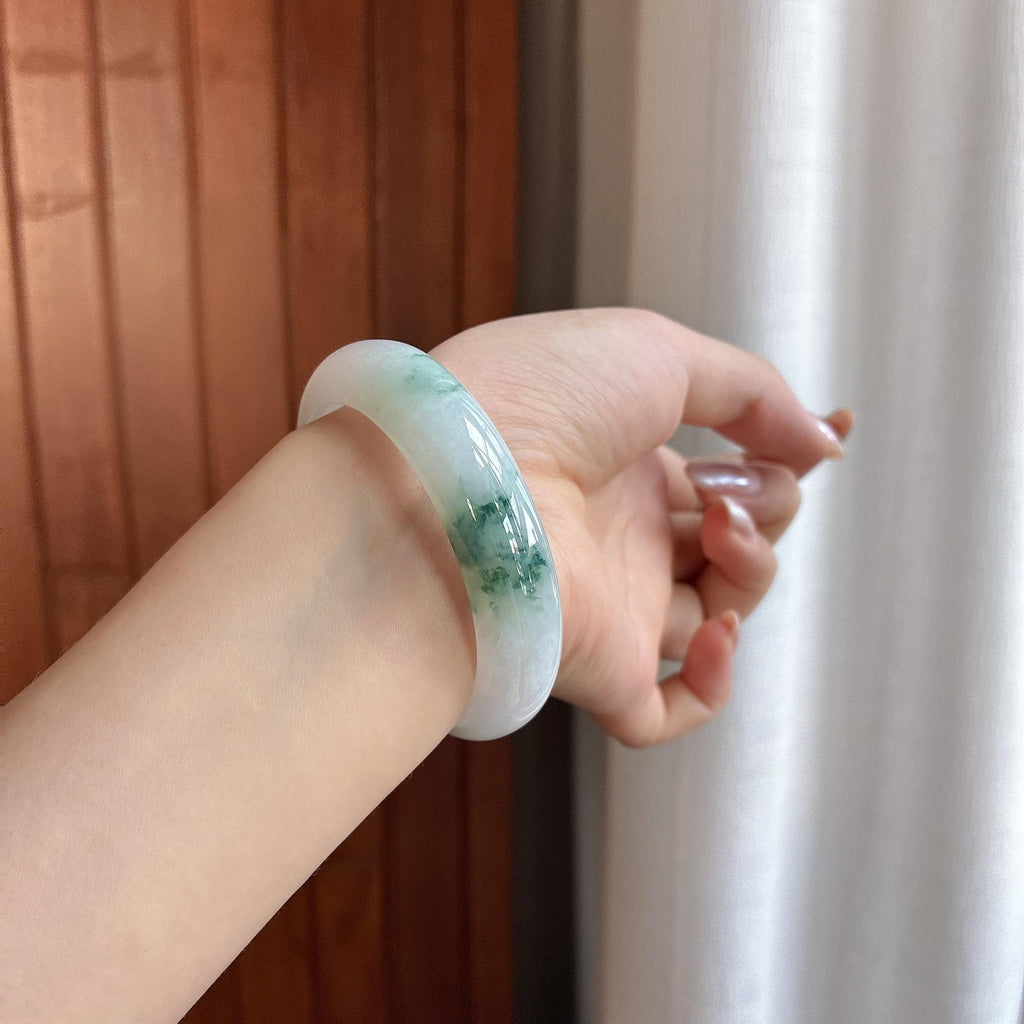 小圈口 糯冰飘花正圈平安镯 53圈（yc722144）