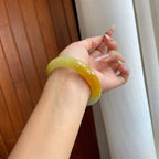 糯冰黄翡翡翠平安镯（58mm）（yc268219）