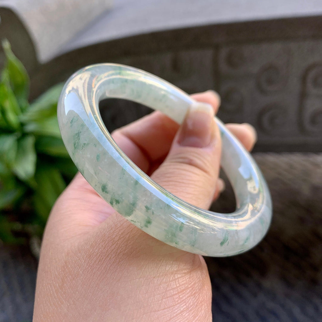 糯冰种飘花圆条手镯（54.7mm）（yc308751）