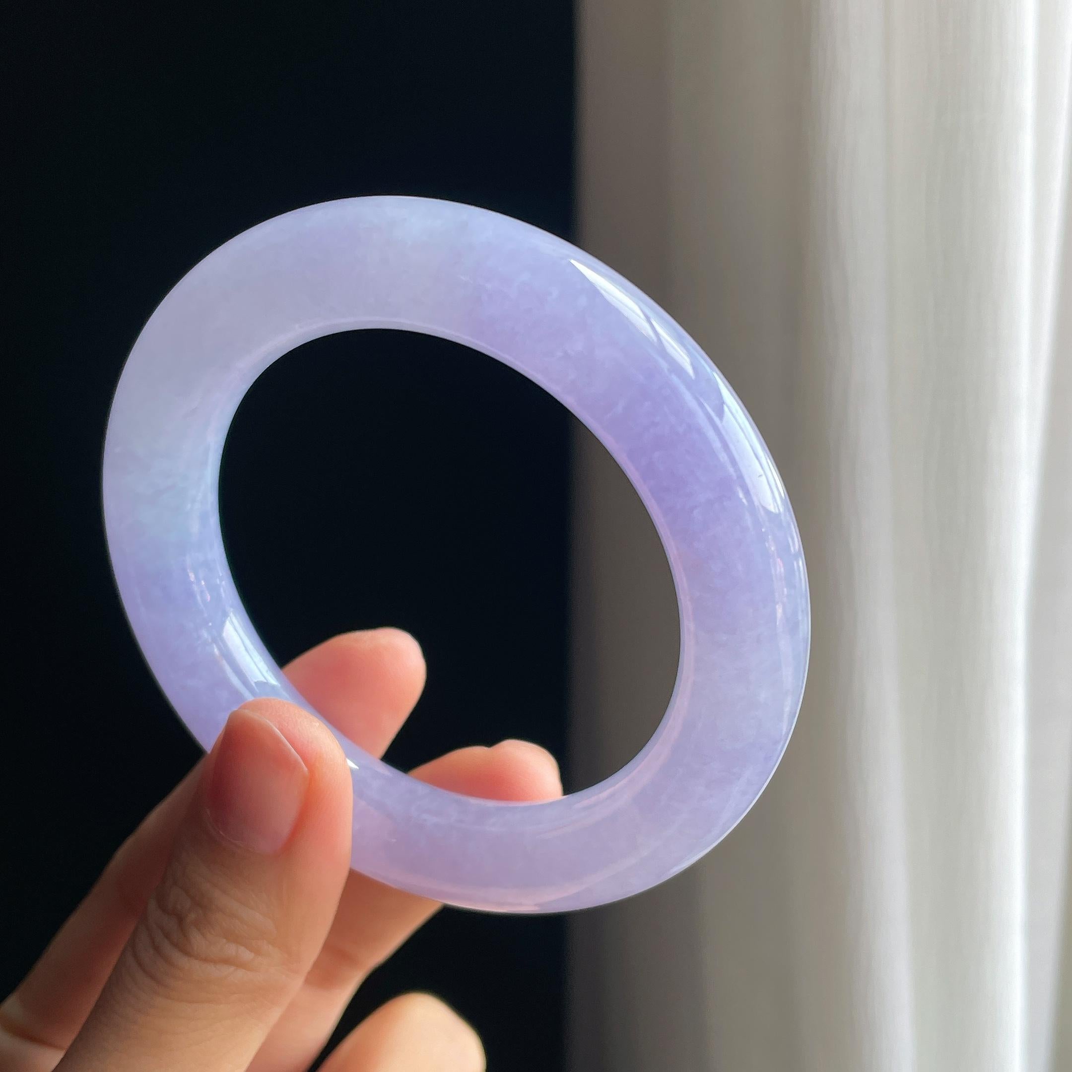 糯冰紫罗兰翡翠圆条手镯（54.8mm)（yc349443）