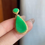 18k真金真钻镶糯冰满绿翡翠水滴（yc242747）