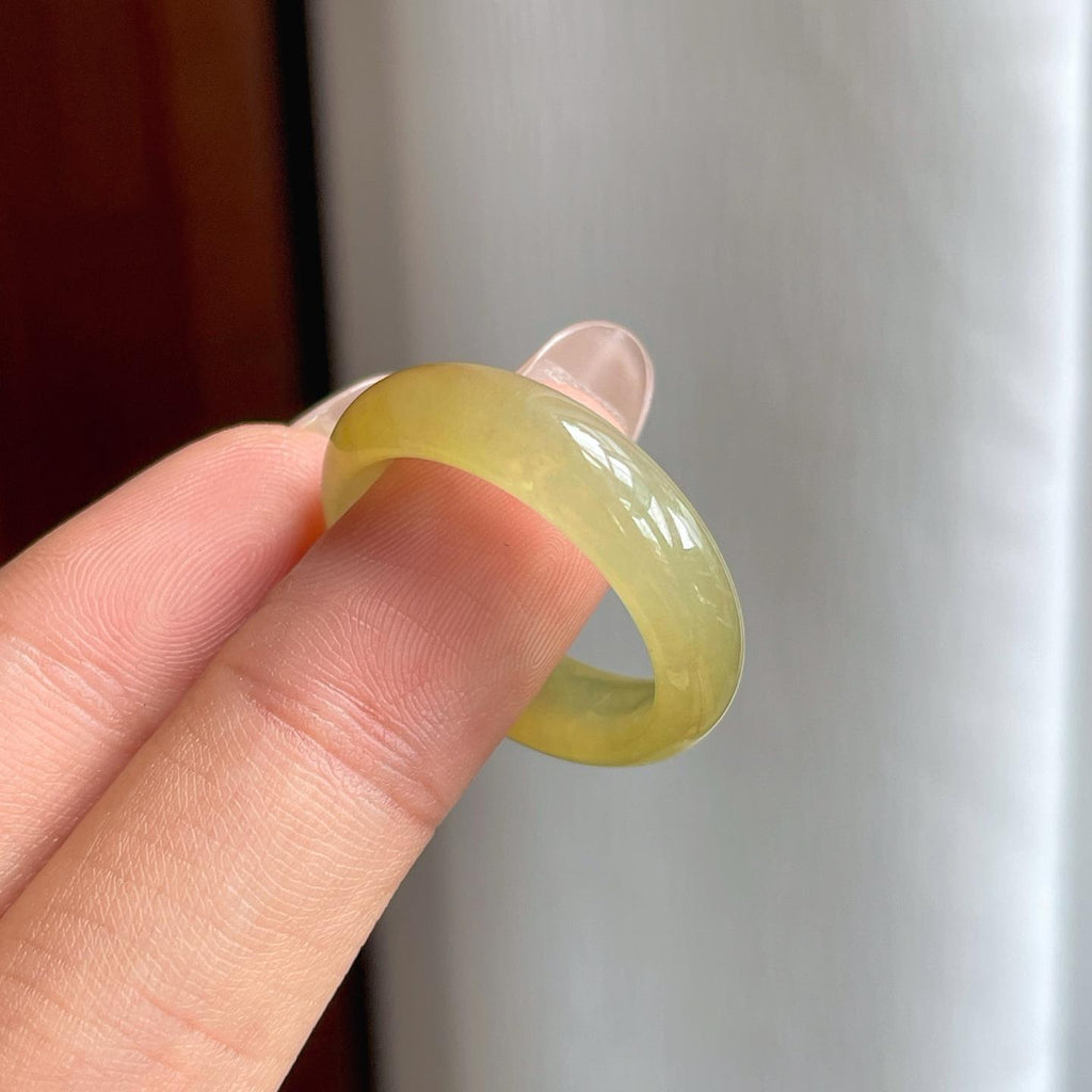 糯冰黄翡翡翠戒圈（yc246169）