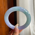 糯冰种春彩紫罗兰翡翠圆条手镯（54mm）（yc221885）