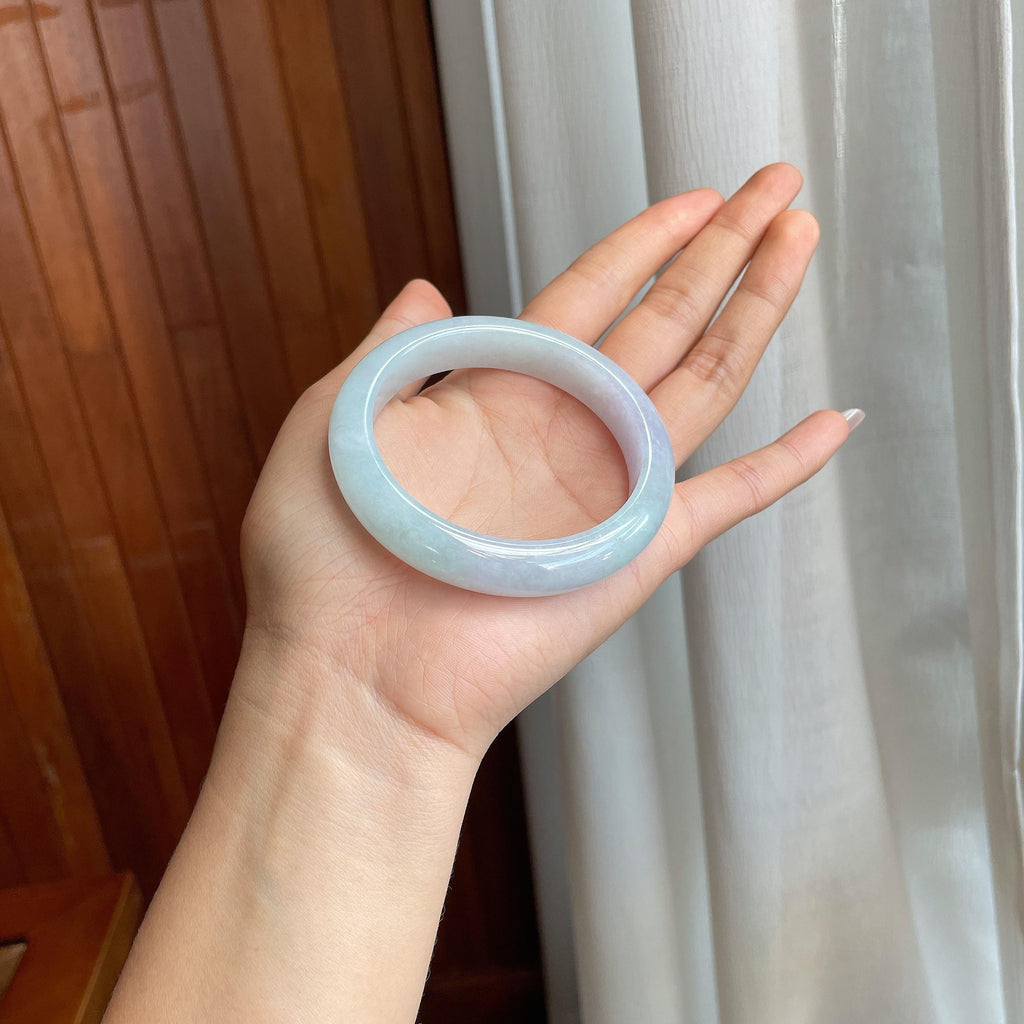 糯冰种带色翡翠平安镯（57.8mm）（yc316592）