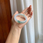 冰种飘花翡翠平安镯（52mm）（yc327166）