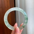 冰玻种飘花翡翠平安镯（57mm）（yc335286）