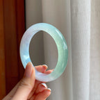 糯冰带色翡翠平安镯（58mm)（yc380047）