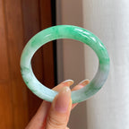 糯冰带色翡翠平安镯（55.7mm)（yc412169）
