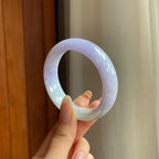 糯冰春带彩宽版翡翠平安镯（52.7mm)（yc417228）