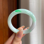 糯冰带色翡翠平安镯（52.4mm)（yc404042）