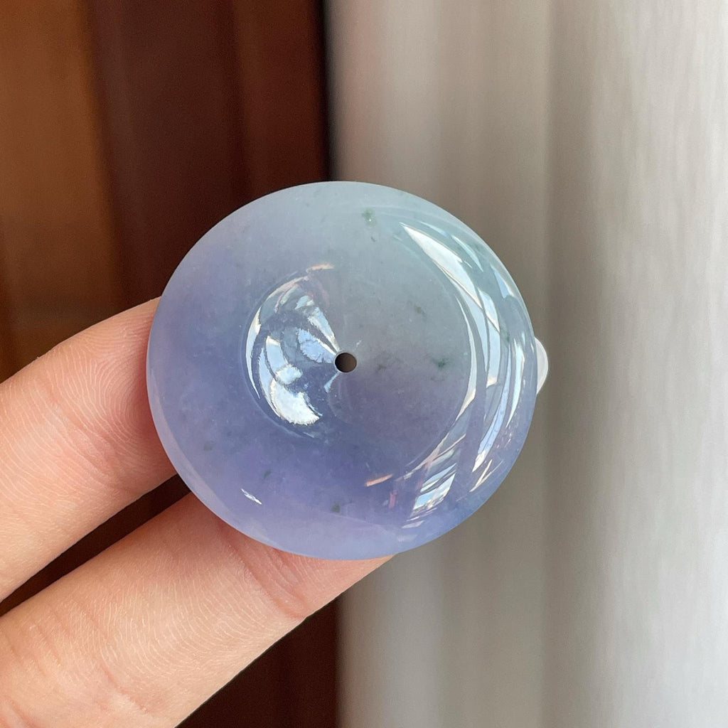 糯冰紫罗兰飘花翡翠平安扣（yc261411）