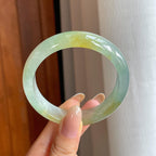 冰种晴底飘黄翡翠平安镯（56.2mm)（yc411296）