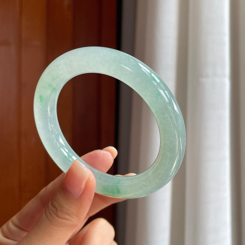 冰种带色翡翠圆条手镯（55.3mm）（yc407680）