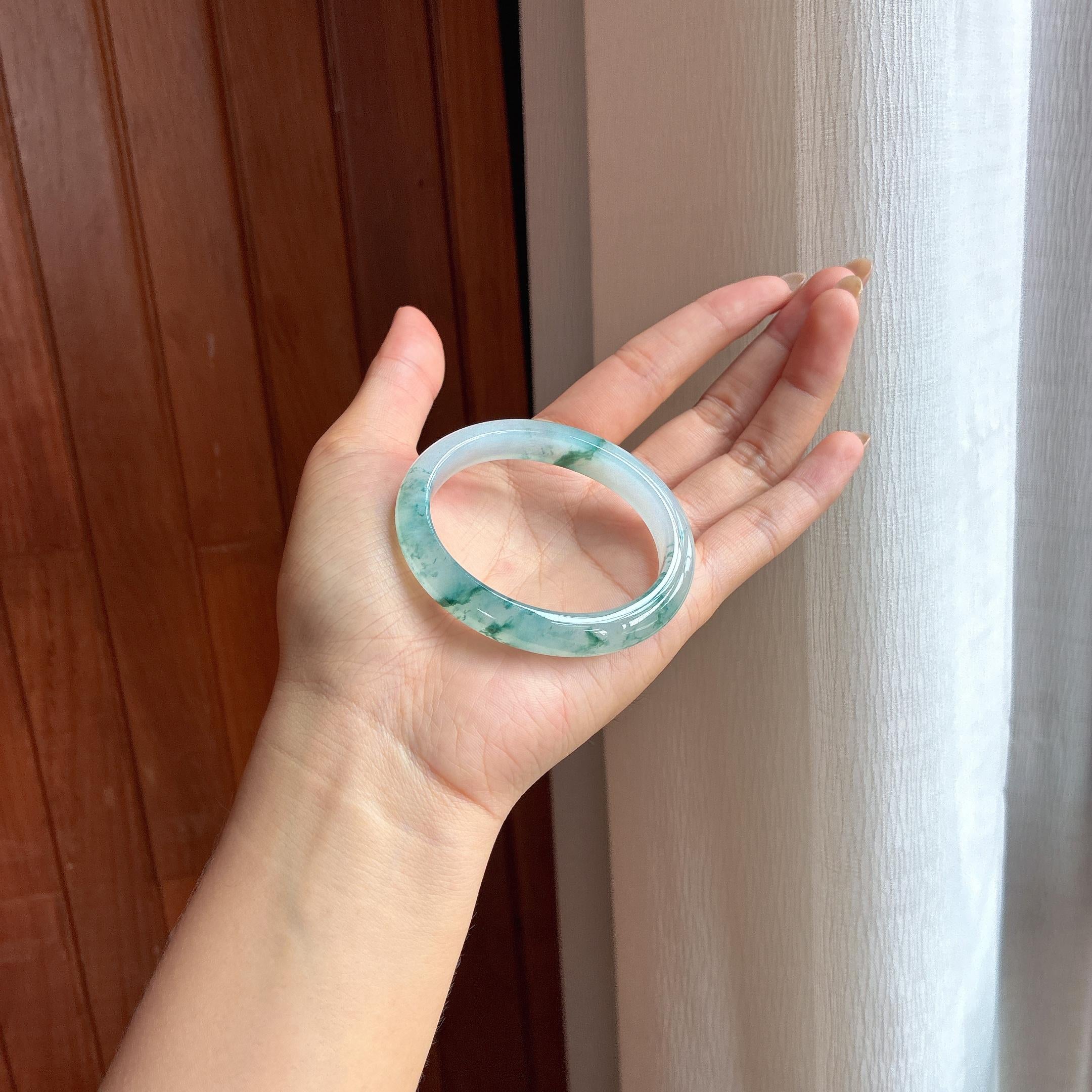 冰种贵妃飘花翡翠手镯（53mm）（yc418436）