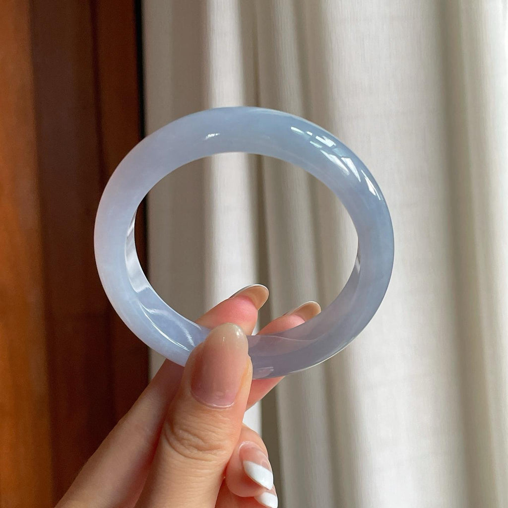 冰种紫罗兰翡翠平安镯（53.7mm)（yc396354）