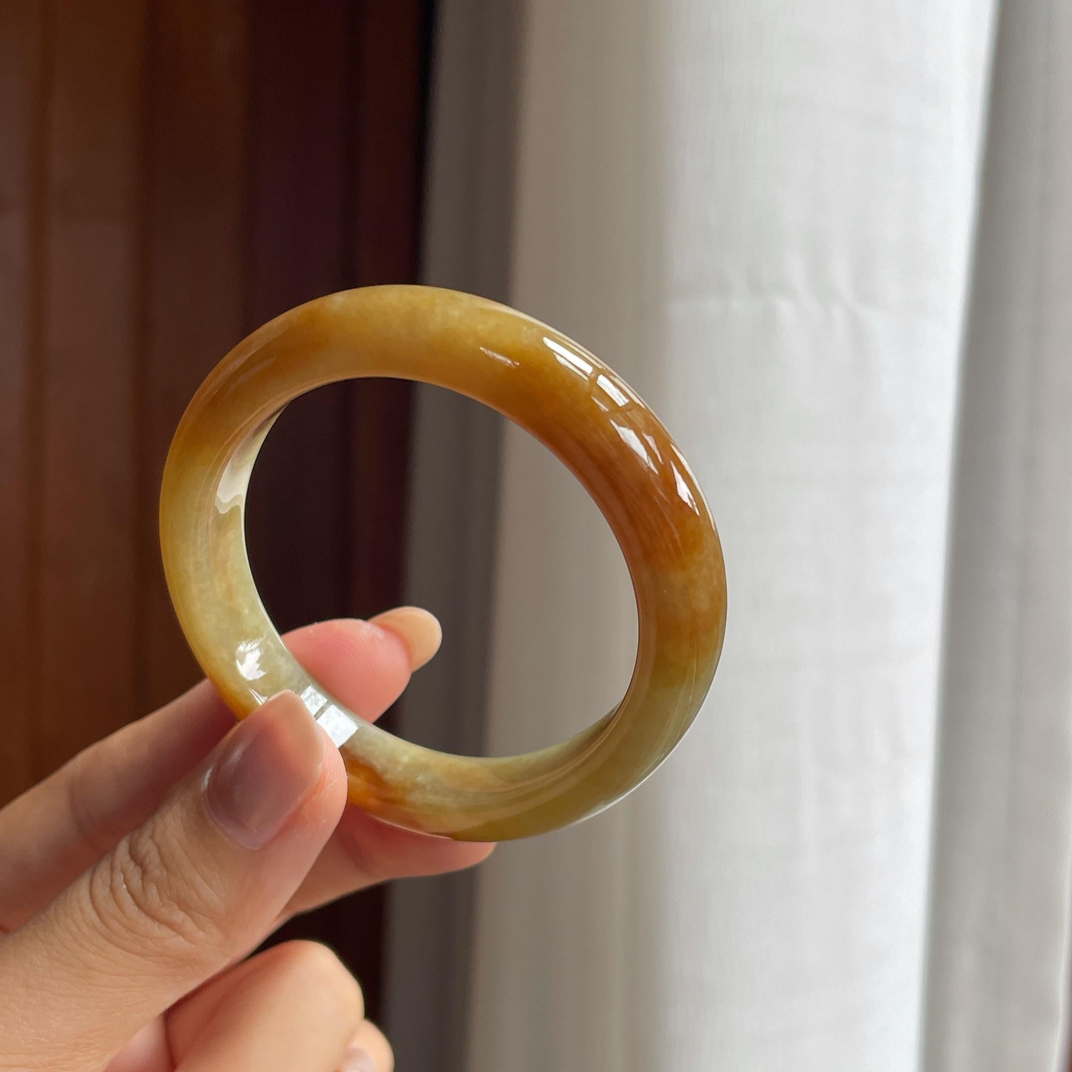 糯冰黄翡翡翠贵妃镯(55mm)（yc423155）