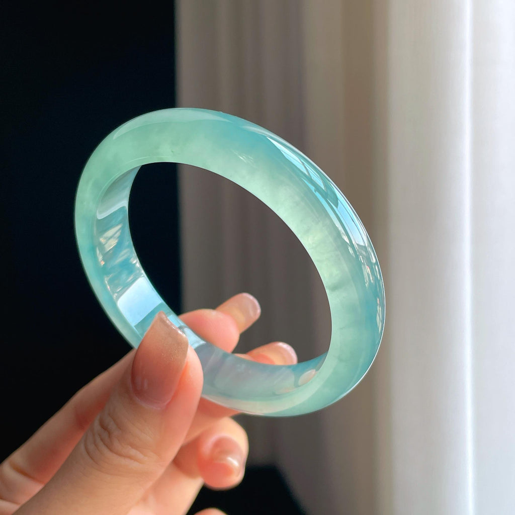 冰种天空蓝翡翠平安镯（54.2mm）（yc373425）
