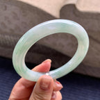 细糯种飘绿花圆条手镯 57.6圈口 天然缅甸A货翡翠（yc346966）