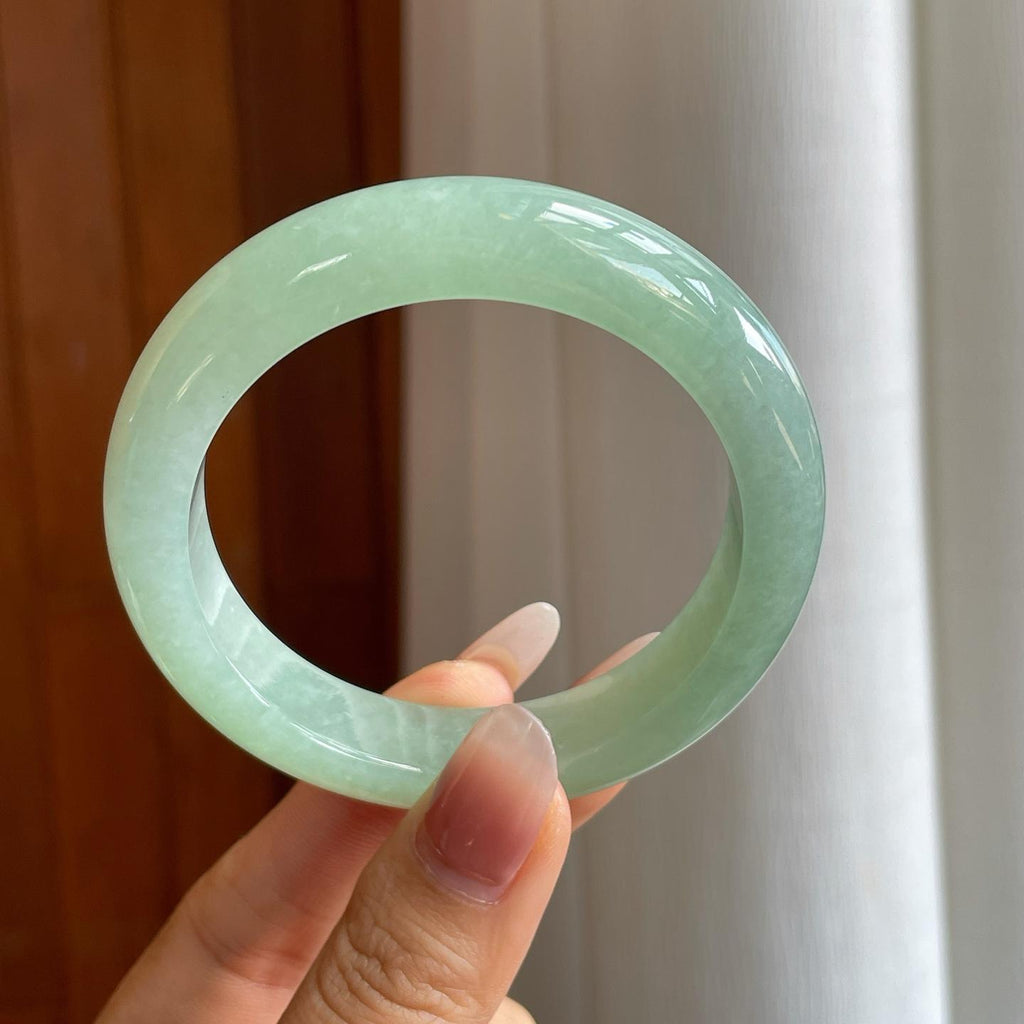 糯冰果绿翡翠平安镯（55.5mm）（yc312984）