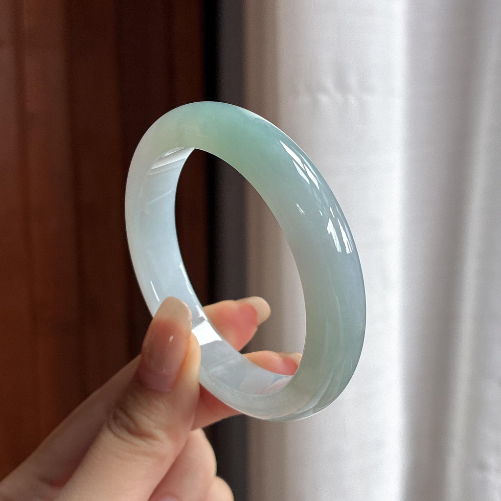 细糯种晴底正圈平安镯 53圈 天然缅甸A货翡翠（yc457906）