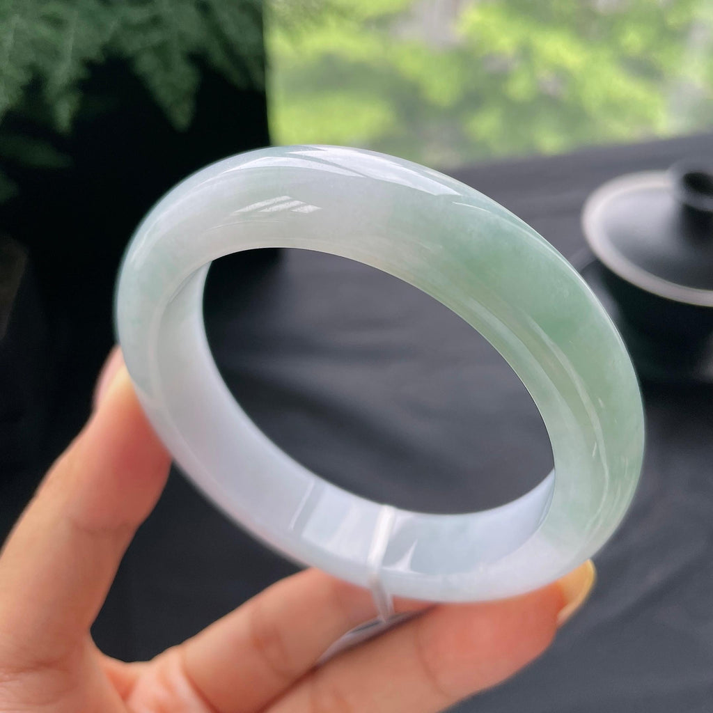 细糯种飘花正圈平安镯57.9圈 天然缅甸A货翡翠（yc473136）