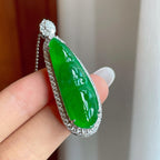 18k金镶冰种满绿翡翠豆子（yc261412）