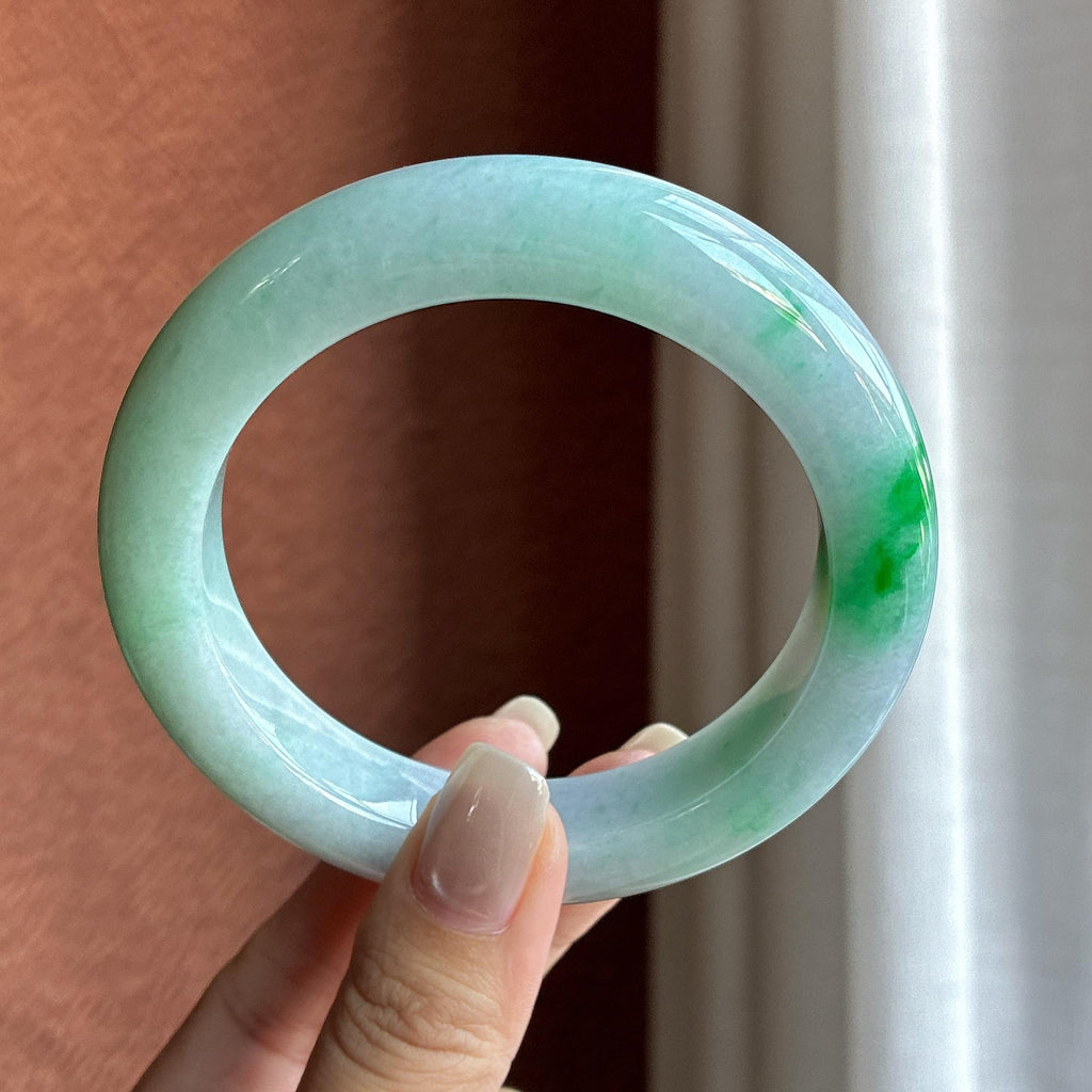 大圈口 糯冰带色正圈平安镯 61圈（yc722991）