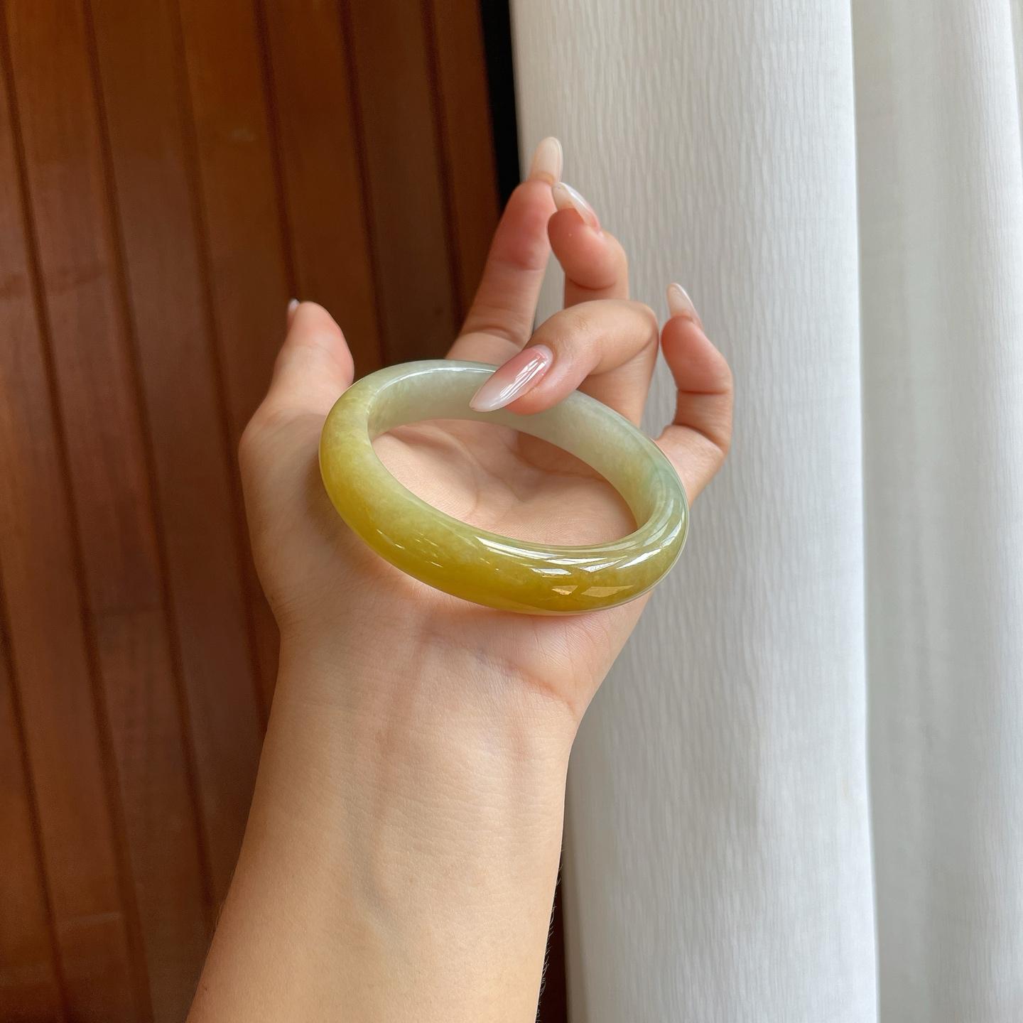 糯冰黄翡翡翠手镯（56.6mm）（yc272869）