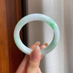 糯冰带色翡翠平安镯（52.4mm)（yc404042）