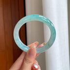 冰种蓝晴飘花翡翠平安镯（57.2mm)（yc388757）