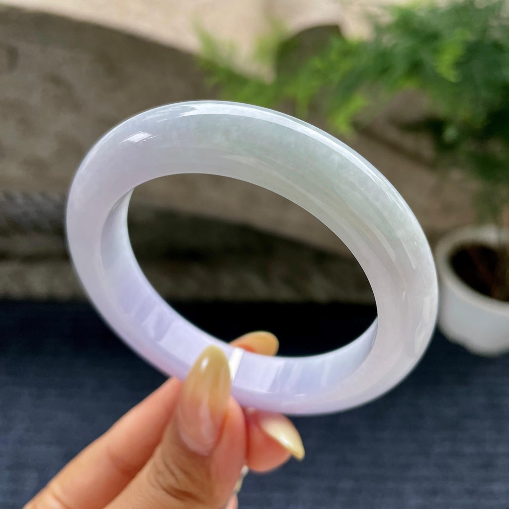 细糯种紫罗兰正圈平安镯56圈 天然缅甸A货翡翠（yc489154）