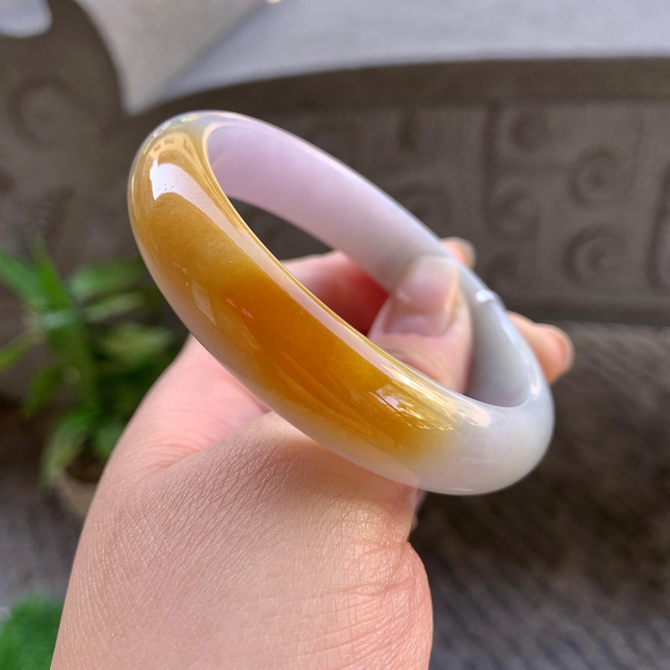 细糯种黄翡平安镯（57.7mm）（yc307302）