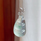 18k金镶冰玻种飘花翡翠豆子（yc249131）