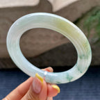 细糯种飘花黄翡圆条手镯54.5圈      天然缅甸A货翡翠（yc376057）