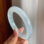高冰种带底色翡翠圆条手镯（53mm）（yc204365）