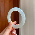 冰种飘一抹紫圆条翡翠手镯（53mm）（yc374183）